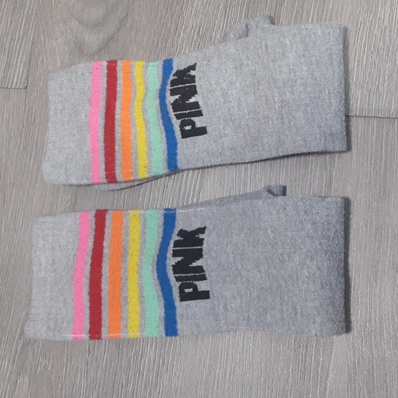 Pink Victoria's Secret Rainbow Striped Socks - Picture 4 of 9